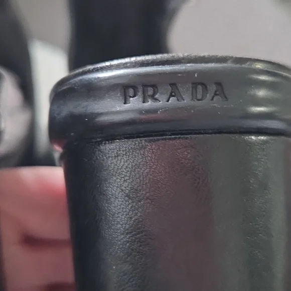 Prada Linea Rossa leather ankle wrap chunky heel sandals Sz 40 - Picture 11 of 16